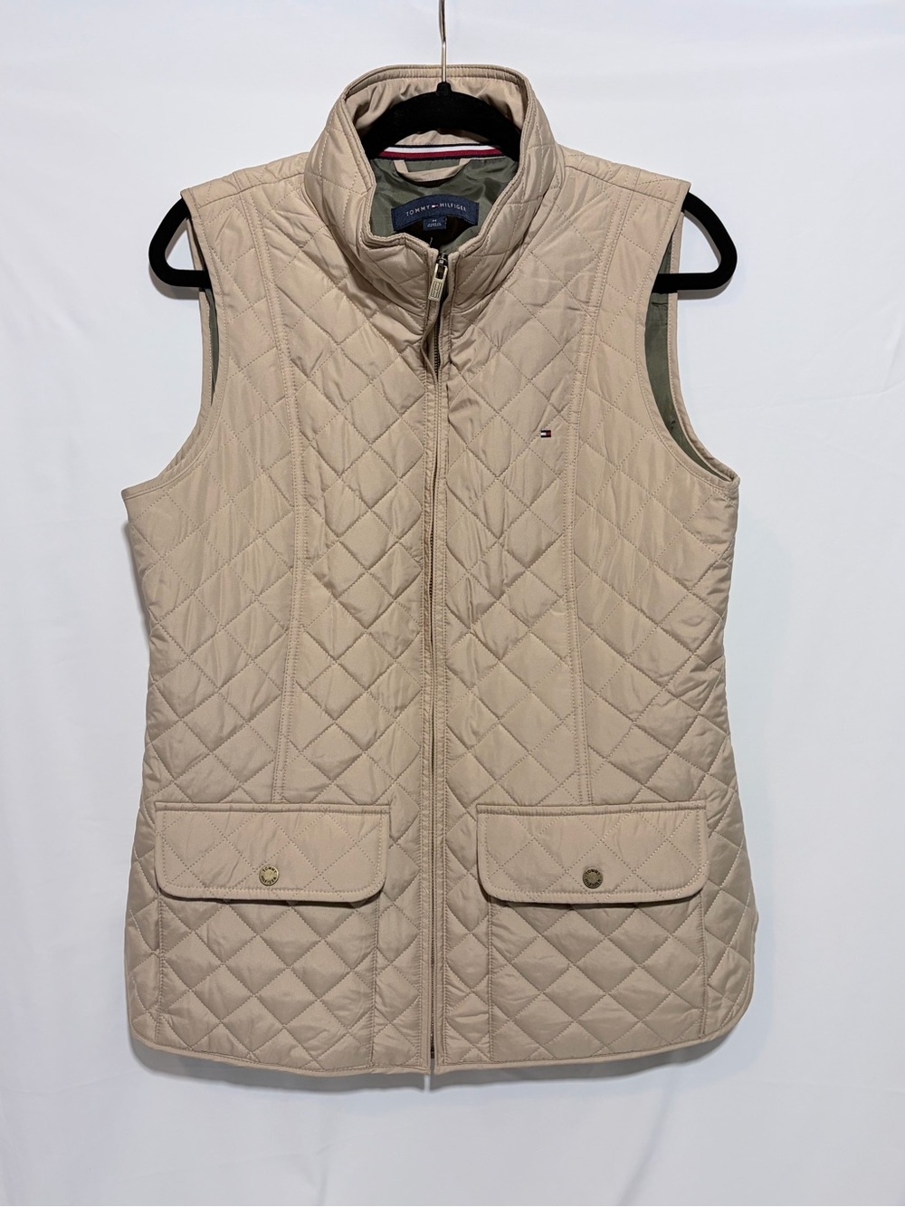 Tommy Hilfiger Quilted Sleeveless Vest — Beige size M